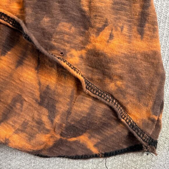 Vintage Grunge Long Tank Top Orange Tie Dye Black Cross Rhinestone Bling Y2K - Picture 4 of 8